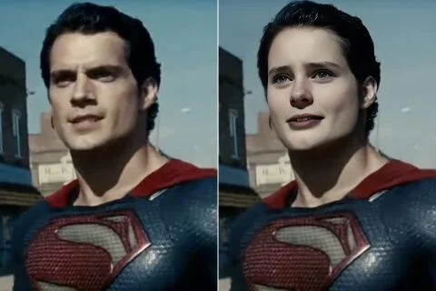 AI face swap before and after - movie character scene