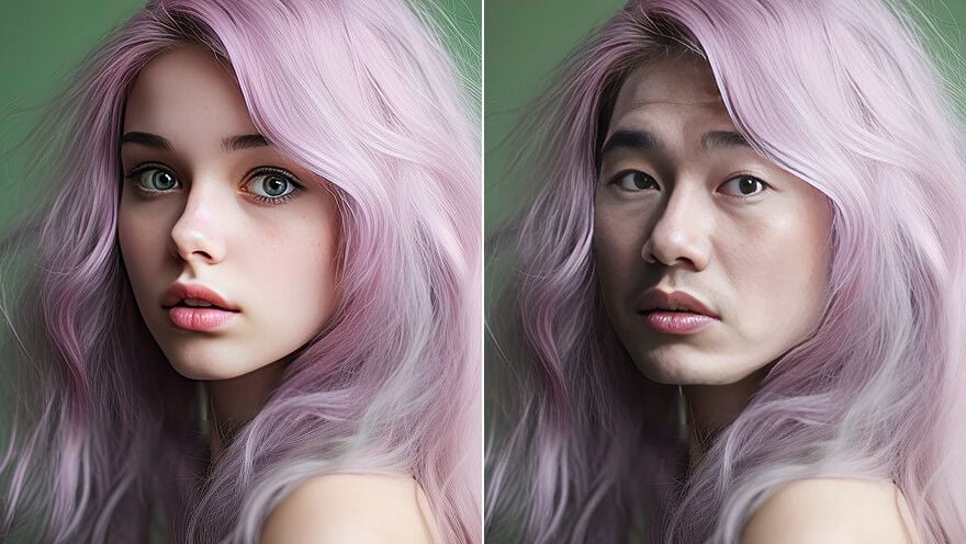 AI face swap example - before and after